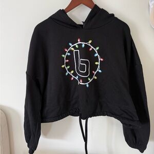 Black Hooded Sweater with Festive Lights
